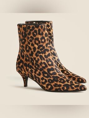 New Stevie Ankle kitten heel boots in Leopard print calf hair sz11 NEW